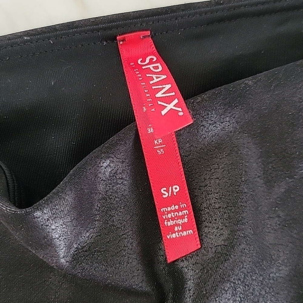 SPANX Faux Leather Moto Leggings Black High Rise Shaping Women's SP - Picture 9 of 13
